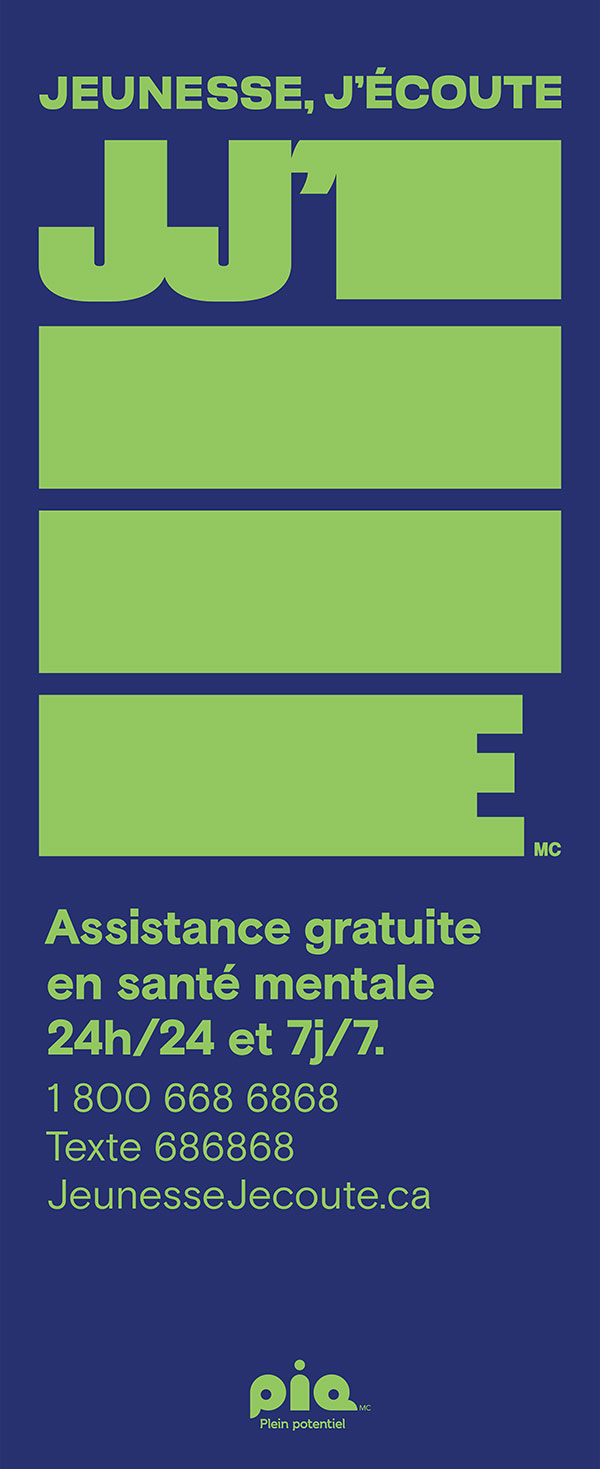 Bannière en tissu Jeunesse, J’écoute – bleu/vert